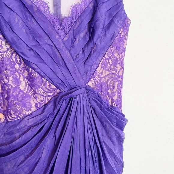 TADASHI SHOJI ARIES LACE & CHIFFON SLIT GOWN - Picture 5 of 14